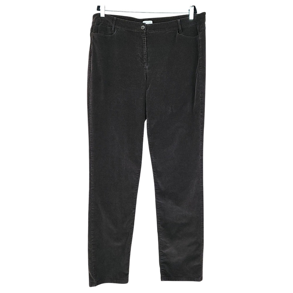 J Jill Corduroy Pants 16 Tall Wom Dark Brown Straight Leg Stretch Cabincore 32"